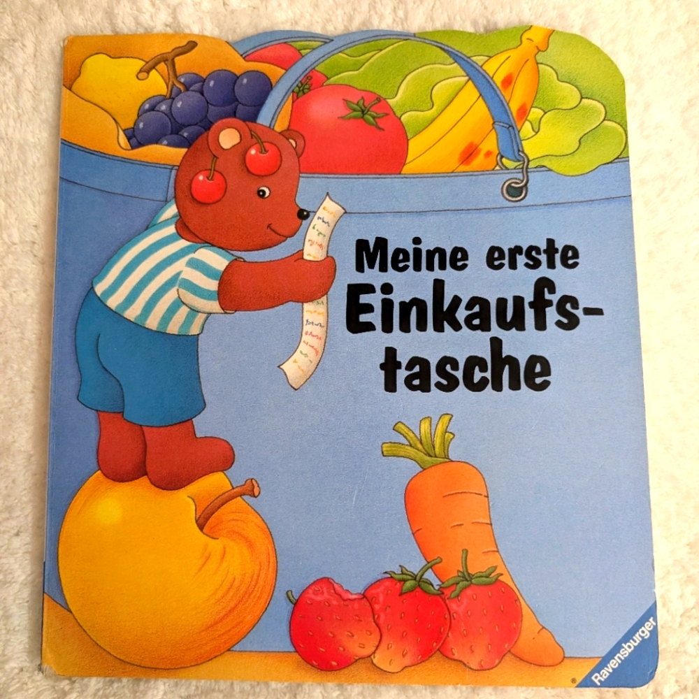 🛒Ravensburger "Meine Erste Einkaufstache" German Children's Board Book 🍎 1998